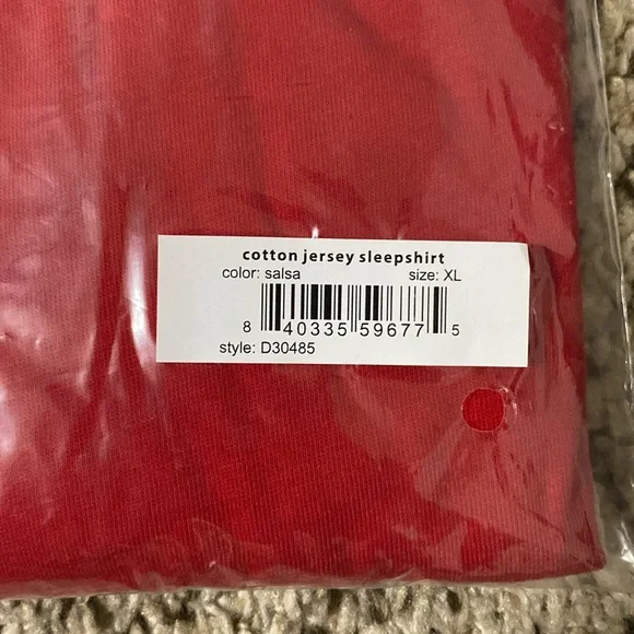 Red short sleeve nightgown with Bare Necessities gold logo on chest and sleeve - Picture 4 of 10